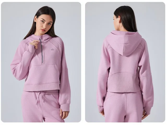 Alo Yoga Hoodies & Sweatshirts Quarter-Zip Pullover Hoodie with Kangaroo Pocket product detail image 29