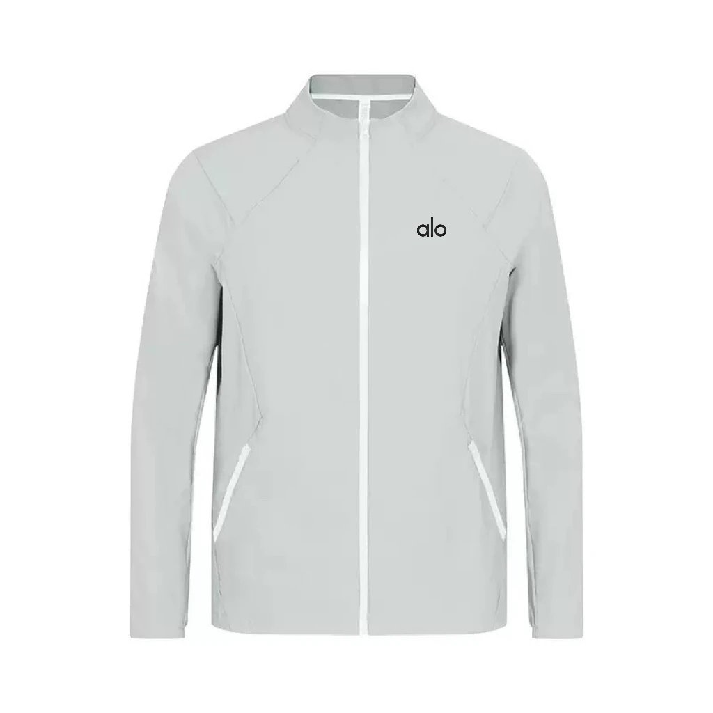 Alo Jackets Stand-collar lightweight zip jacket — gray