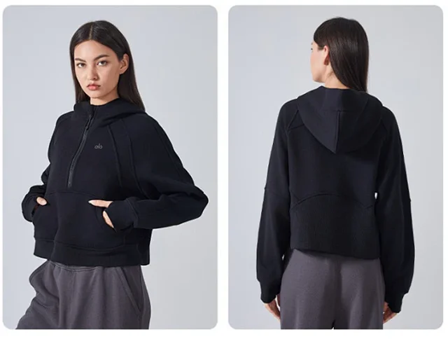 Alo Yoga Hoodies & Sweatshirts Quarter-Zip Pullover Hoodie with Kangaroo Pocket product detail image 27
