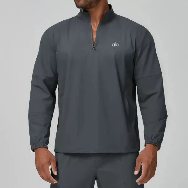 Alo Quarter-Zip Performance Top Black Activewear - 8