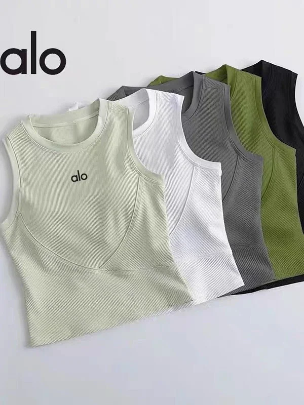 Alo Yoga Vests Ribbed sleeveless athletic vest with built-in padding product detail image 3