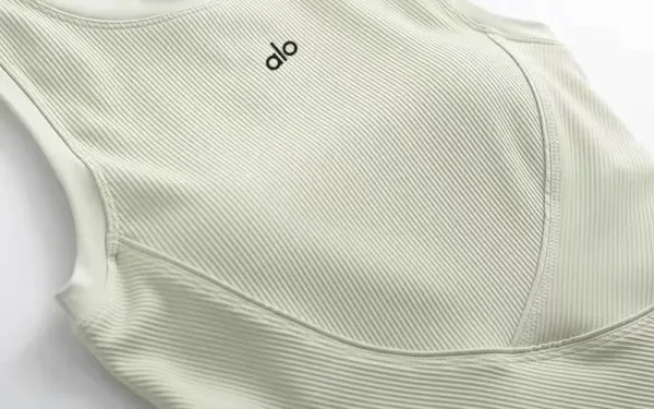 Alo Ribbed Crop Tank Top Mint Green Vest Top - 37