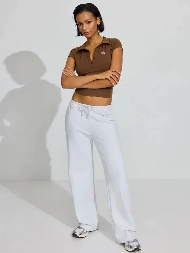 Alo Yoga Shirts Fitted cropped short-sleeve polo shirt product detail image 14