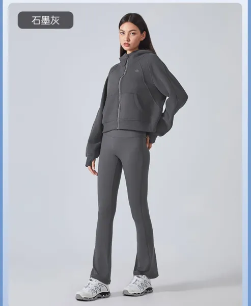 Alo Yoga Hooded Zip-Up Sweatshirt Sage Green Hoodie - 29