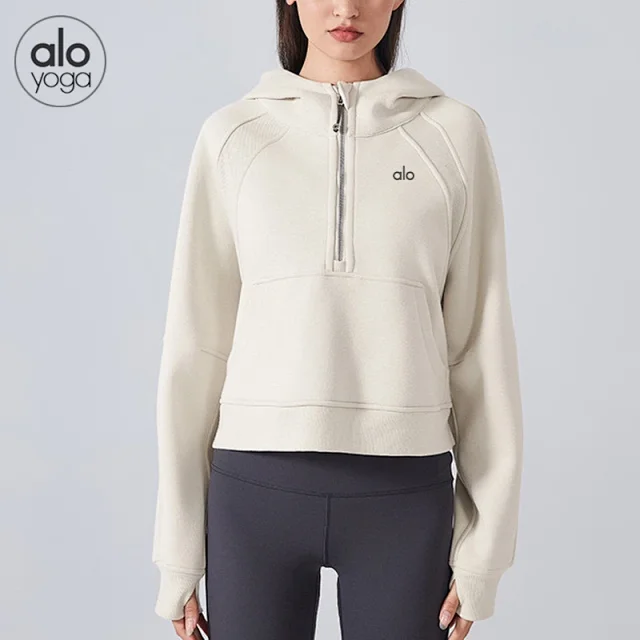 Alo Yoga Hoodies & Sweatshirts Quarter-Zip Pullover Hoodie with Kangaroo Pocket product detail image 5