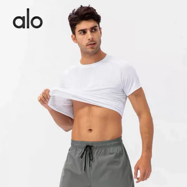 Alo Yoga Performance T-Shirt Sage Green Activewear Top - 3