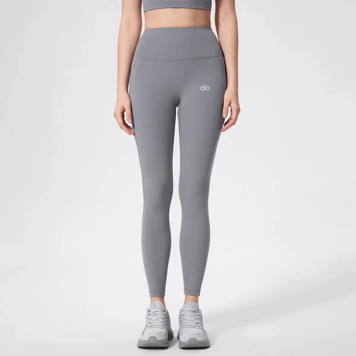 Alo Trousers High-Waisted Full-Length Leggings — Rhinoceros Gray