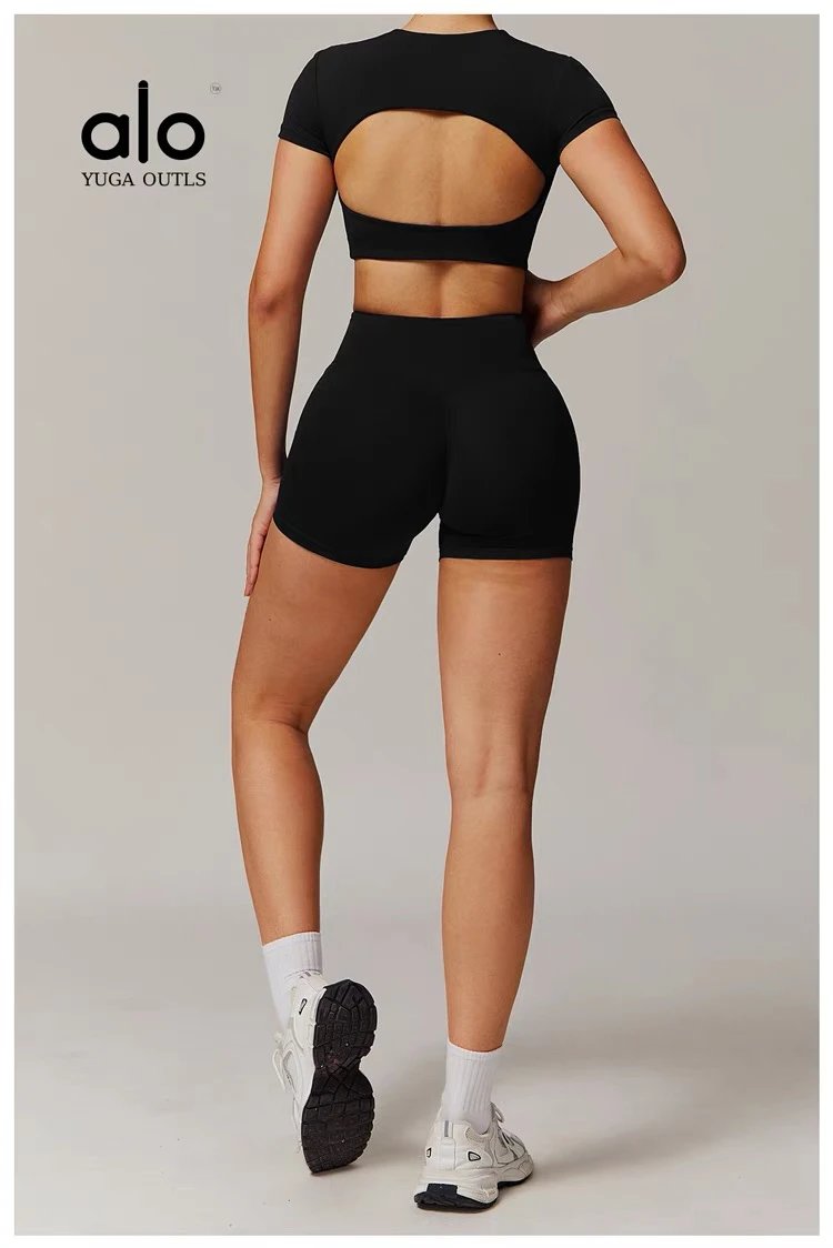 Alo Yoga Outls Cropped Short-Sleeve Top White Activewear - 56