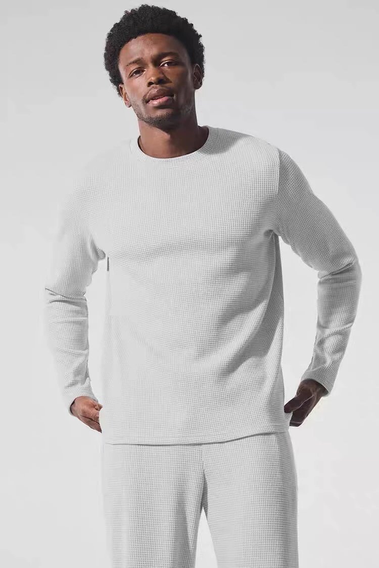 Alo Yoga Thermal Waffle Long Sleeve Base-Layer Gray - 6