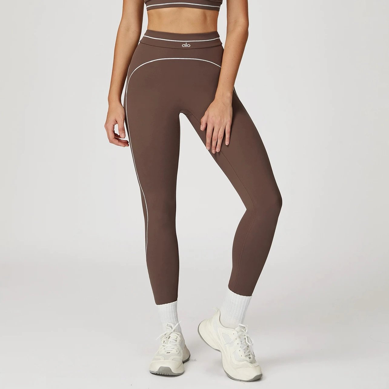 Alo Trousers High-Waisted Contrast-Piped Leggings image 10