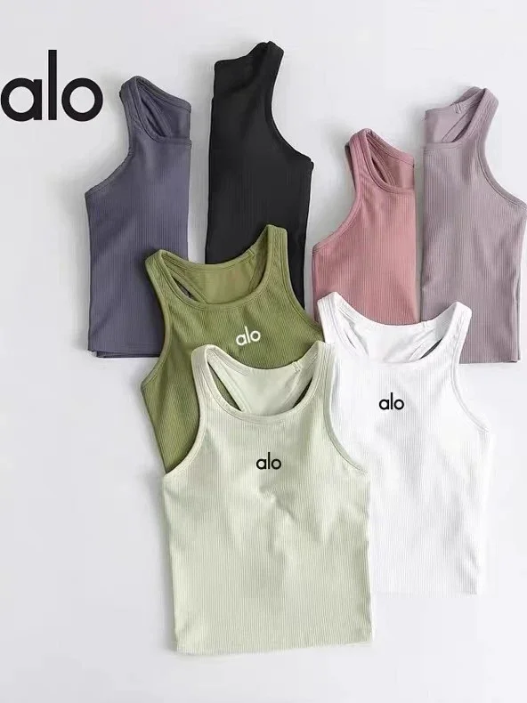 Alo Yoga Vests Ribbed sleeveless athletic vest with built-in padding product detail image 2