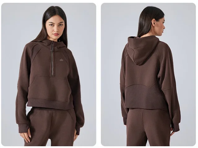 Alo Yoga Hoodies & Sweatshirts Quarter-Zip Pullover Hoodie with Kangaroo Pocket product detail image 31