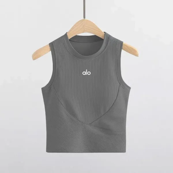 Alo Ribbed Crop Tank Top Mint Green Vest Top - 11