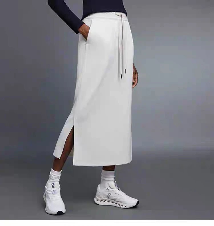 Design Drawstring Waist Midi Skirt in Navy Blue - 28