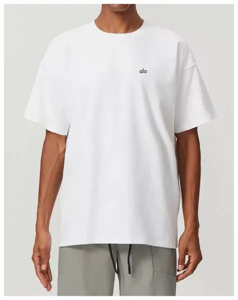 Alo Yoga Essential Relaxed Fit Charcoal T-Shirt - 17