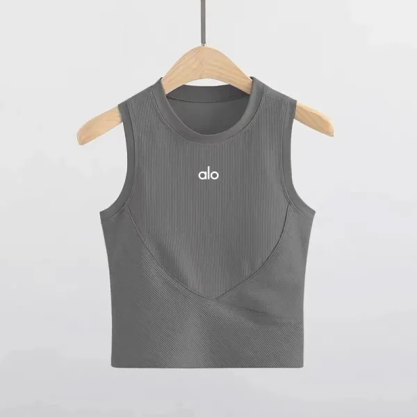 Alo Ribbed Crop Tank Top Mint Green Vest Top - 31