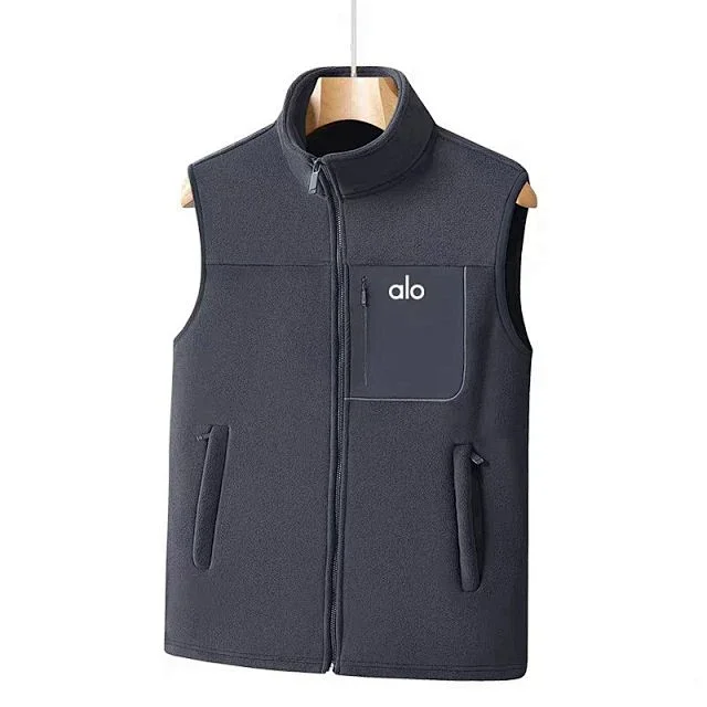 Alo Vests Fleece zip-up stand-collar vest with chest zip pocket product detail image 5