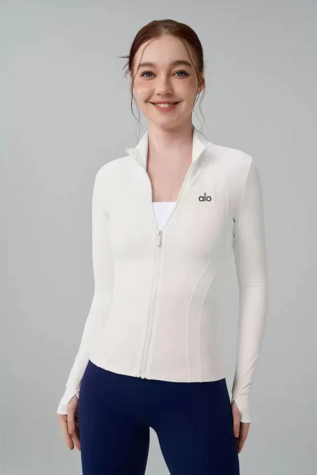 Alo Jackets Fitted stand-collar zip-up athletic jacket product detail image 25