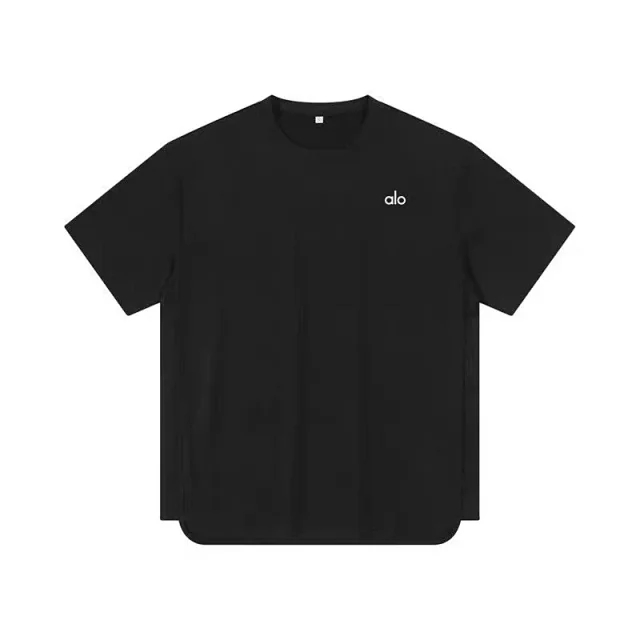 Alo T-Shirts Oversized drop-shoulder curved-hem short-sleeve T-shirt product detail image 5