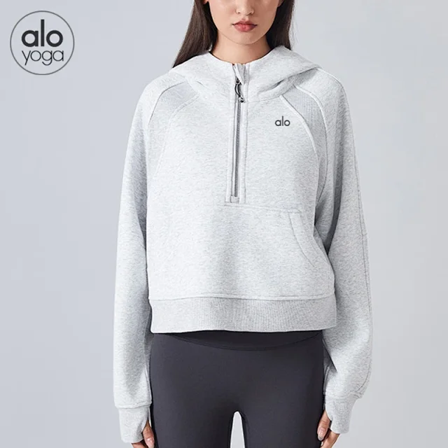 Alo Yoga Hoodies & Sweatshirts Quarter-Zip Pullover Hoodie with Kangaroo Pocket product detail image 8