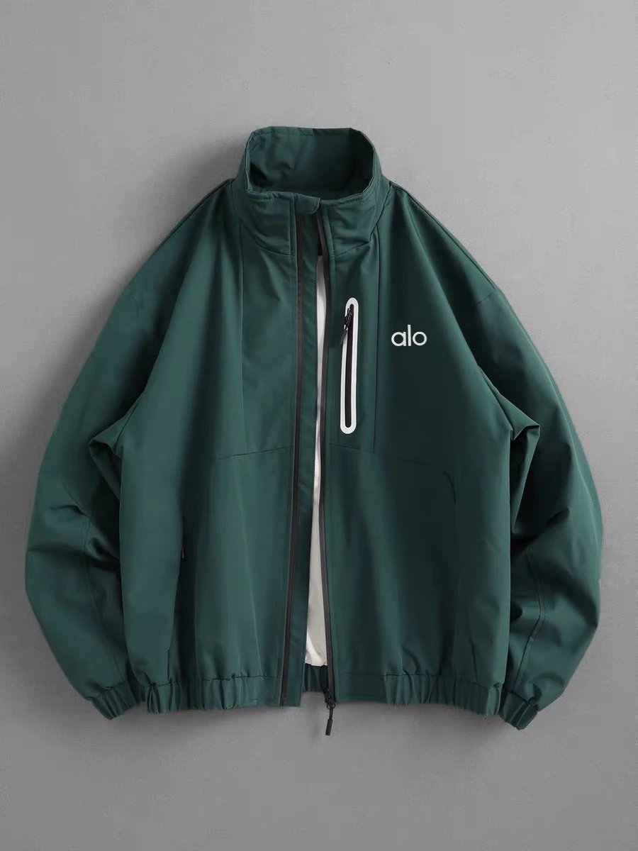 Alo Windbreaker Jacket Forest Green Outerwear - 29