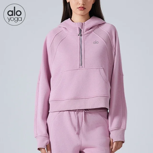 Alo Yoga Hoodies & Sweatshirts Quarter-Zip Pullover Hoodie with Kangaroo Pocket product detail image 4