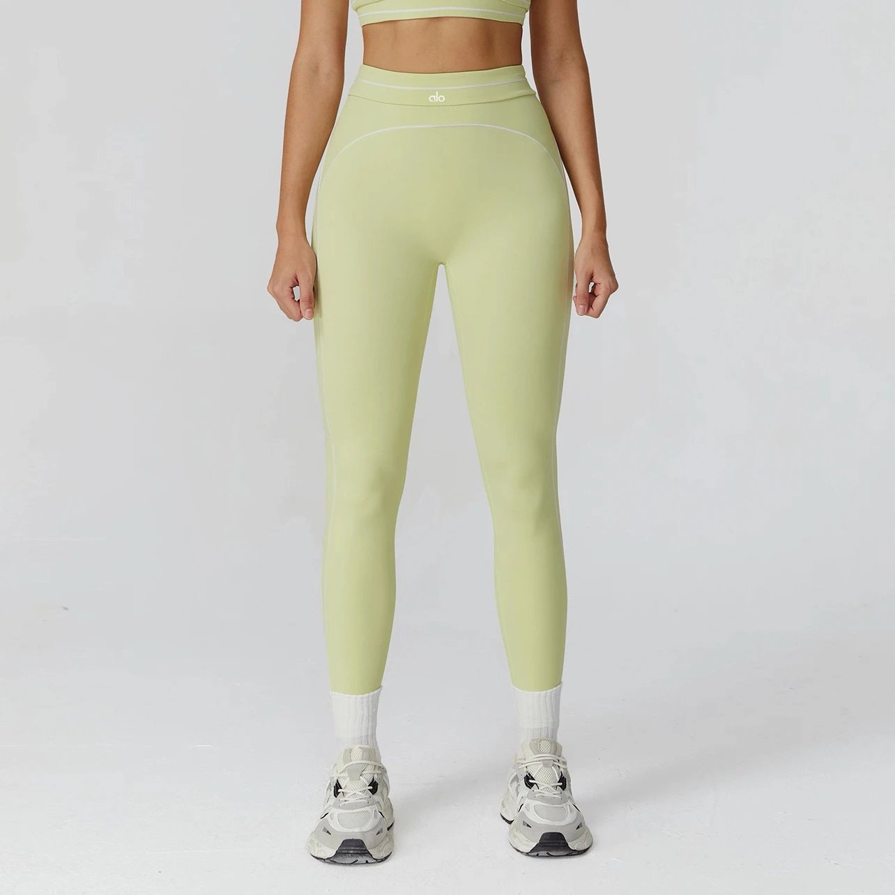 Alo Trousers High-Waisted Contrast-Piped Leggings image 9