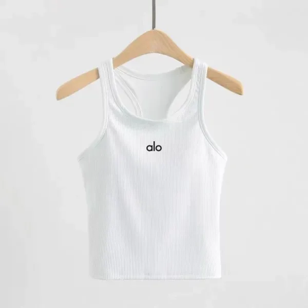 Alo Ribbed Crop Tank Top Mint Green Vest Top - 15