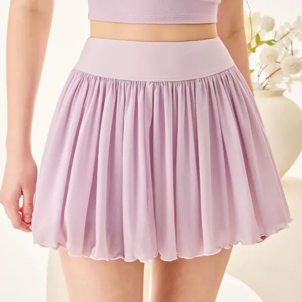 Design Pleated Tennis Skirt Beige Skirt - 4