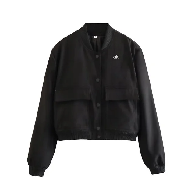 Alo Yoga Jackets Cropped bomber jacket with flap pockets product detail image 24