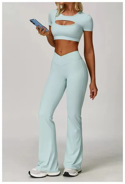 Design Cutout Crop Top Pink Activewear - 22