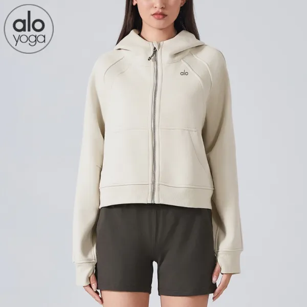 Alo Yoga Hooded Zip-Up Sweatshirt Sage Green Hoodie - 7