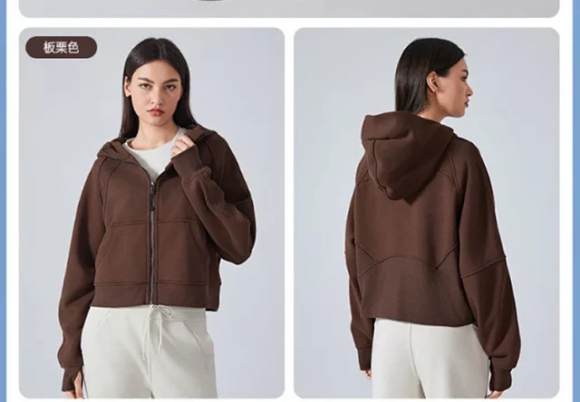 Alo Yoga Hoodies & Sweatshirts Cropped zip-front hooded sweatshirt with kangaroo pockets product detail image 25