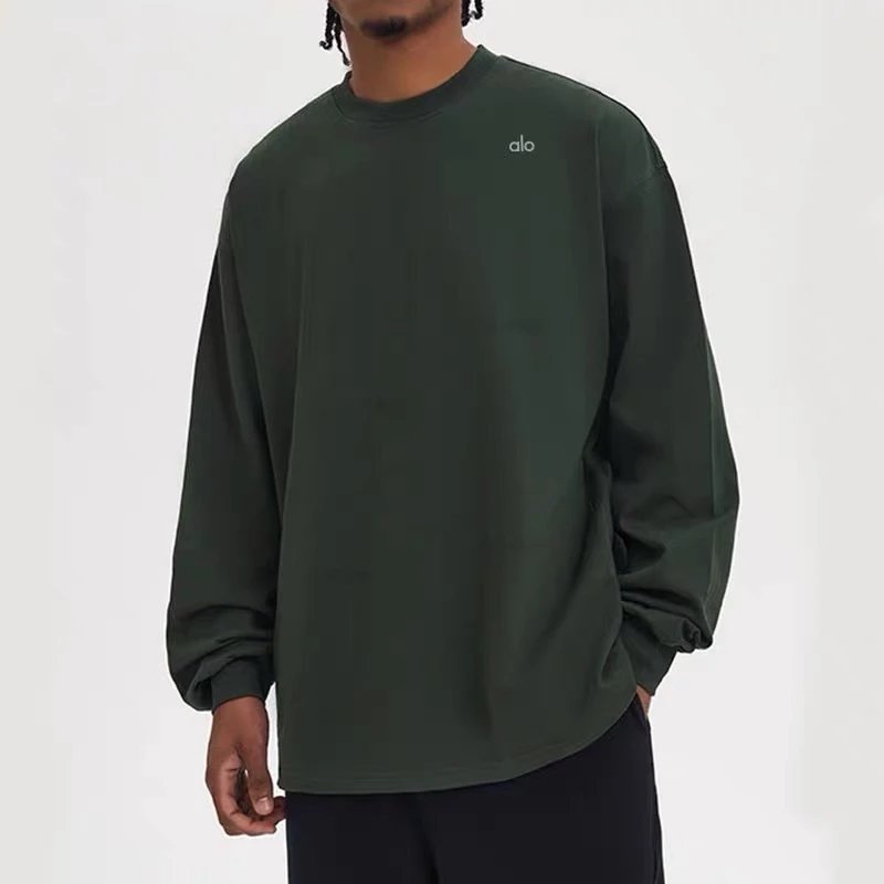 Alo T-Shirts Oversized crewneck long-sleeve T-shirt — Olive green