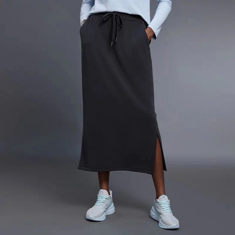 Design Drawstring Waist Midi Skirt in Navy Blue - 9