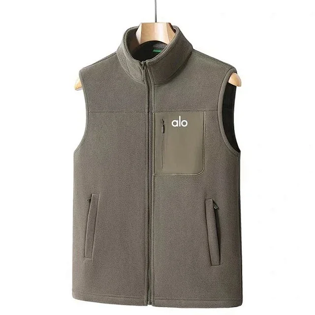 Alo Vests Fleece zip-up stand-collar vest with chest zip pocket product detail image 4