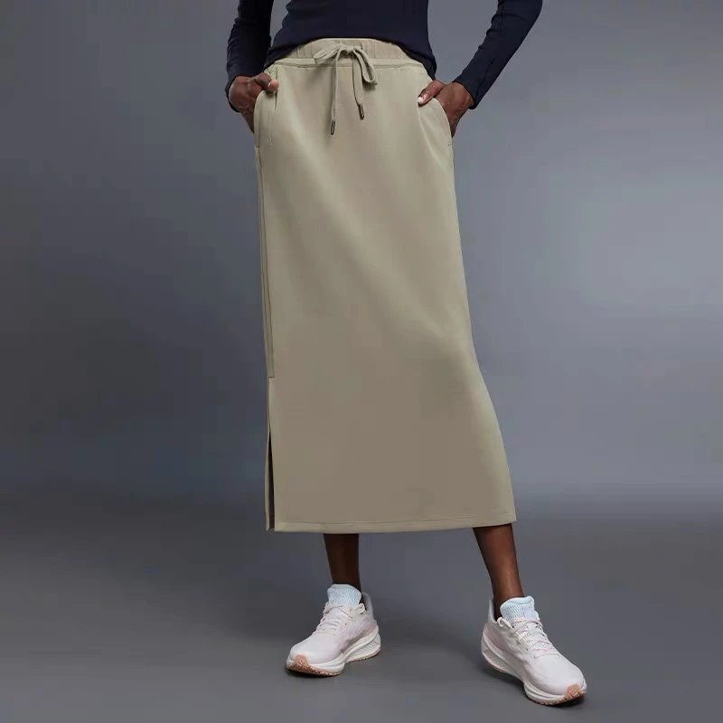 Design Drawstring Waist Midi Skirt in Navy Blue - 8