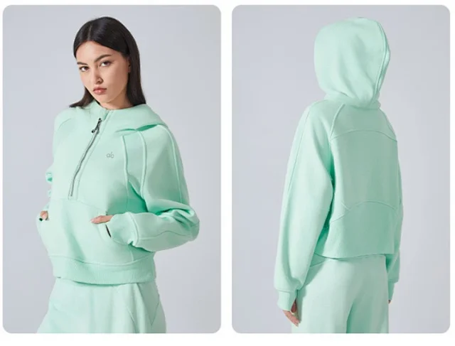 Alo Yoga Hoodies & Sweatshirts Quarter-Zip Pullover Hoodie with Kangaroo Pocket product detail image 33