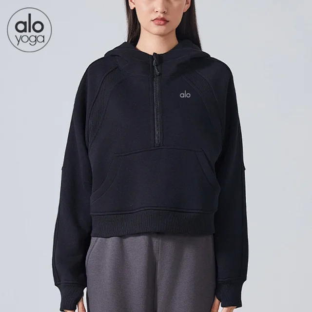 Alo Yoga Hoodies & Sweatshirts Quarter-Zip Pullover Hoodie with Kangaroo Pocket product detail image 10