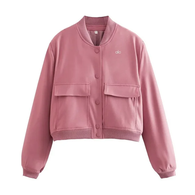 Alo Yoga Jackets Cropped bomber jacket with flap pockets product detail image 22