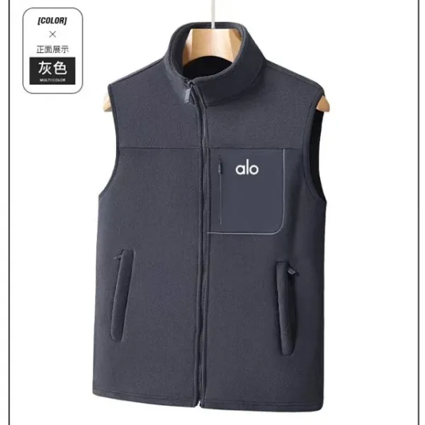 Alo Fleece Vest Gray Outerwear - 1
