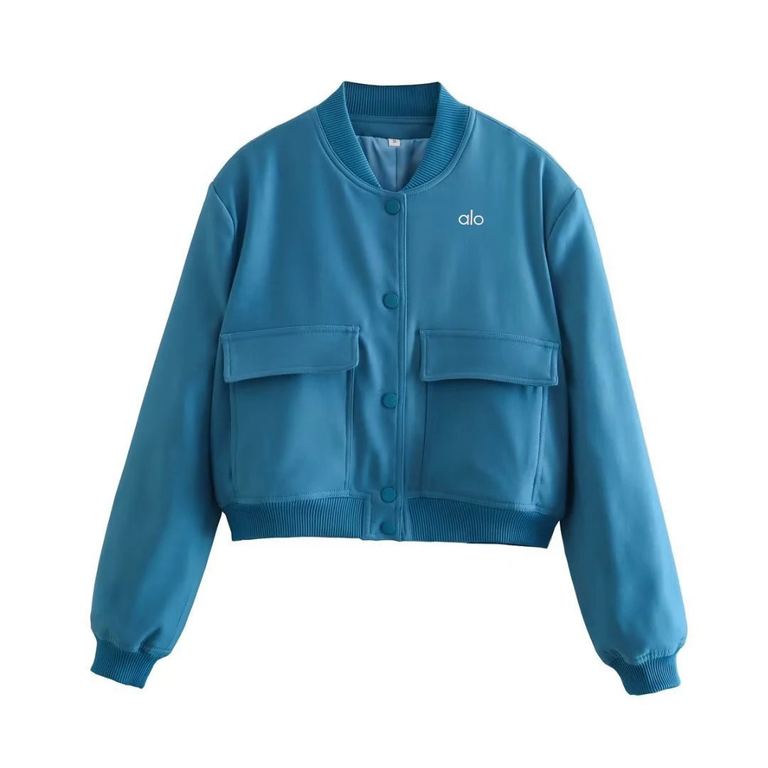 Alo Cropped Bomber Jacket Beige Outerwear - 35