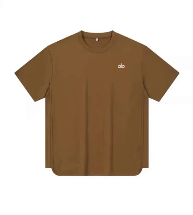 Alo T-Shirts Oversized drop-shoulder curved-hem short-sleeve T-shirt product detail image 25