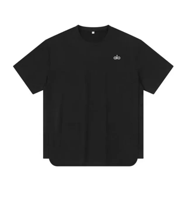 Alo T-Shirts Oversized drop-shoulder curved-hem short-sleeve T-shirt product detail image 26