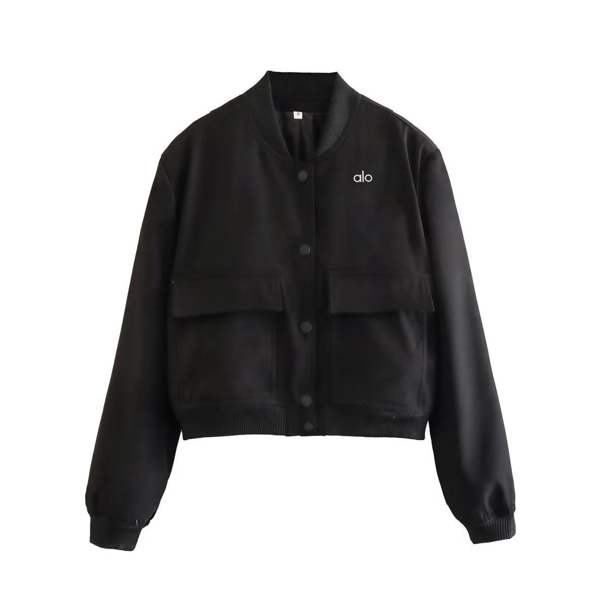 Alo Cropped Bomber Jacket Beige Outerwear - 12