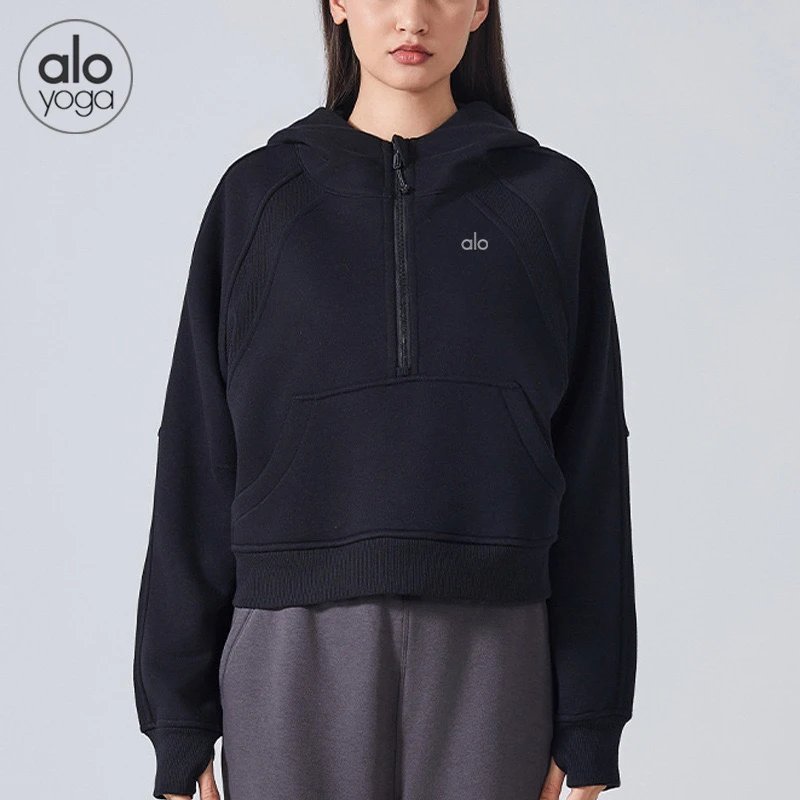Alo Yoga Hoodies & Sweatshirts Quarter-Zip Pullover Hoodie with Kangaroo Pocket image 3