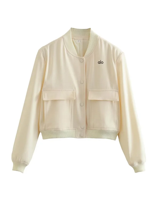 Alo Yoga Jackets Cropped bomber jacket with flap pockets product detail image 18