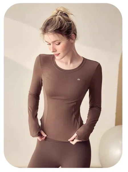 Alo Long Sleeve Performance Top Dusty Pink Activewear - 31