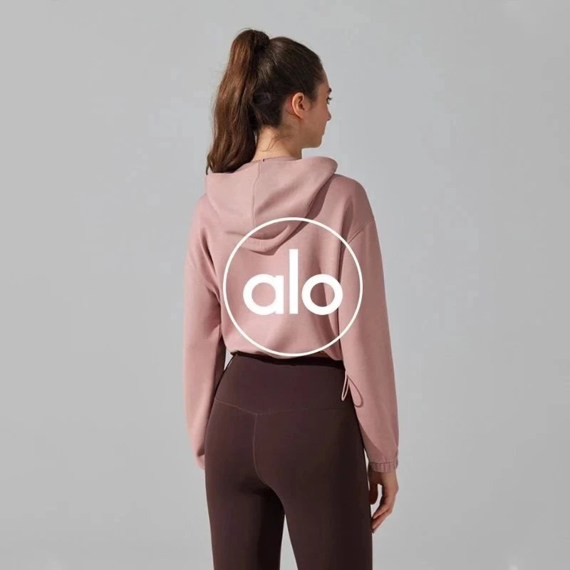Alo Yoga Fleece Zip-Up Hoodie Black Activewear Jacket Outerwear - 6