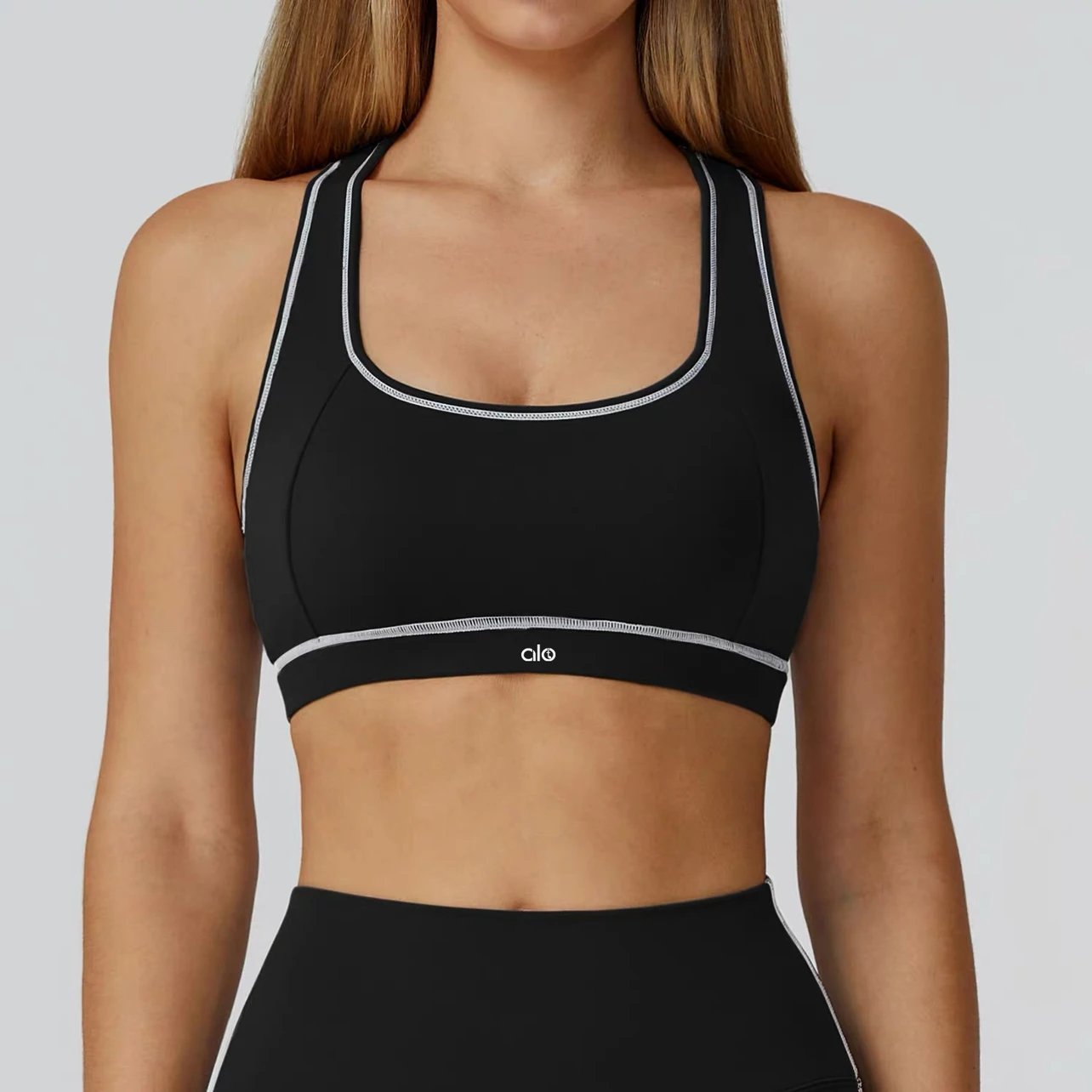 Design High-Waisted Navy Leggings with Side Stripe - 6